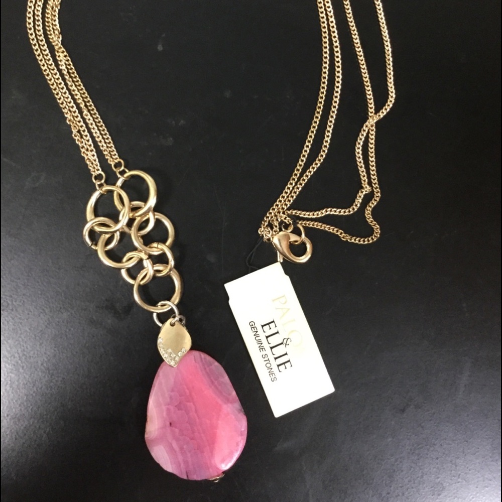 NWT Genuine Pink Agate necklace by Paloma & Ellie